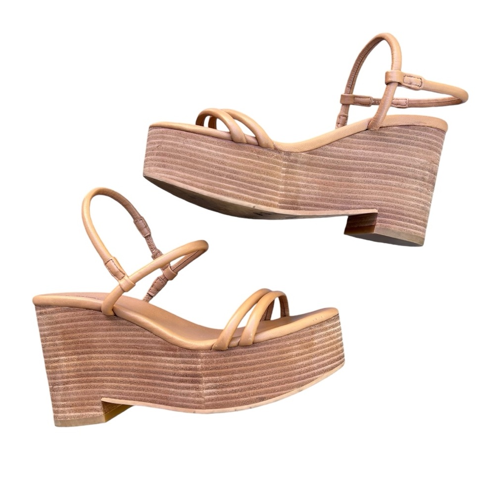 Kate Spade Saturday Wood Platform Wedge Sandal Tan Size 6